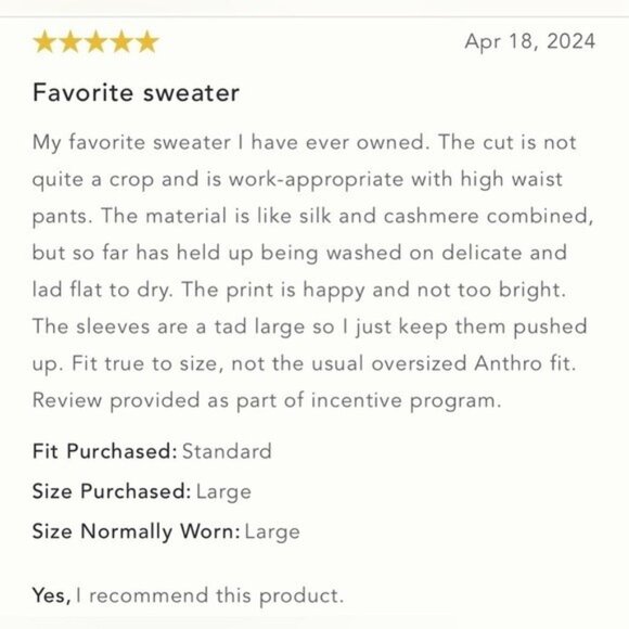 NWT Size M (P2P 22") -The Camryn Cropped Crewneck Sweater by Maeve (NWT US$ 98) - Picture 2 of 16